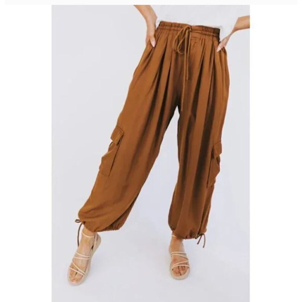 New! Free People 'Palash' Solid Cargo Pants In Goldenrod (M)